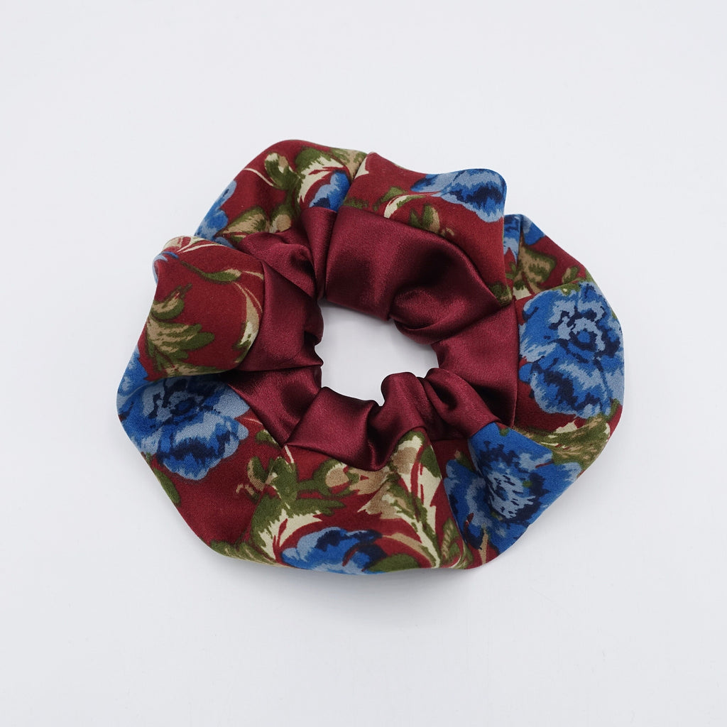 veryshine.com Scrunchies Red wine floral scrunchies, satin scrunchies for women