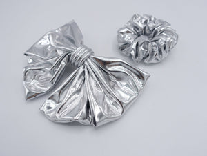 veryshine.com Scrunchies Silver metallic bow scrunchies set for women