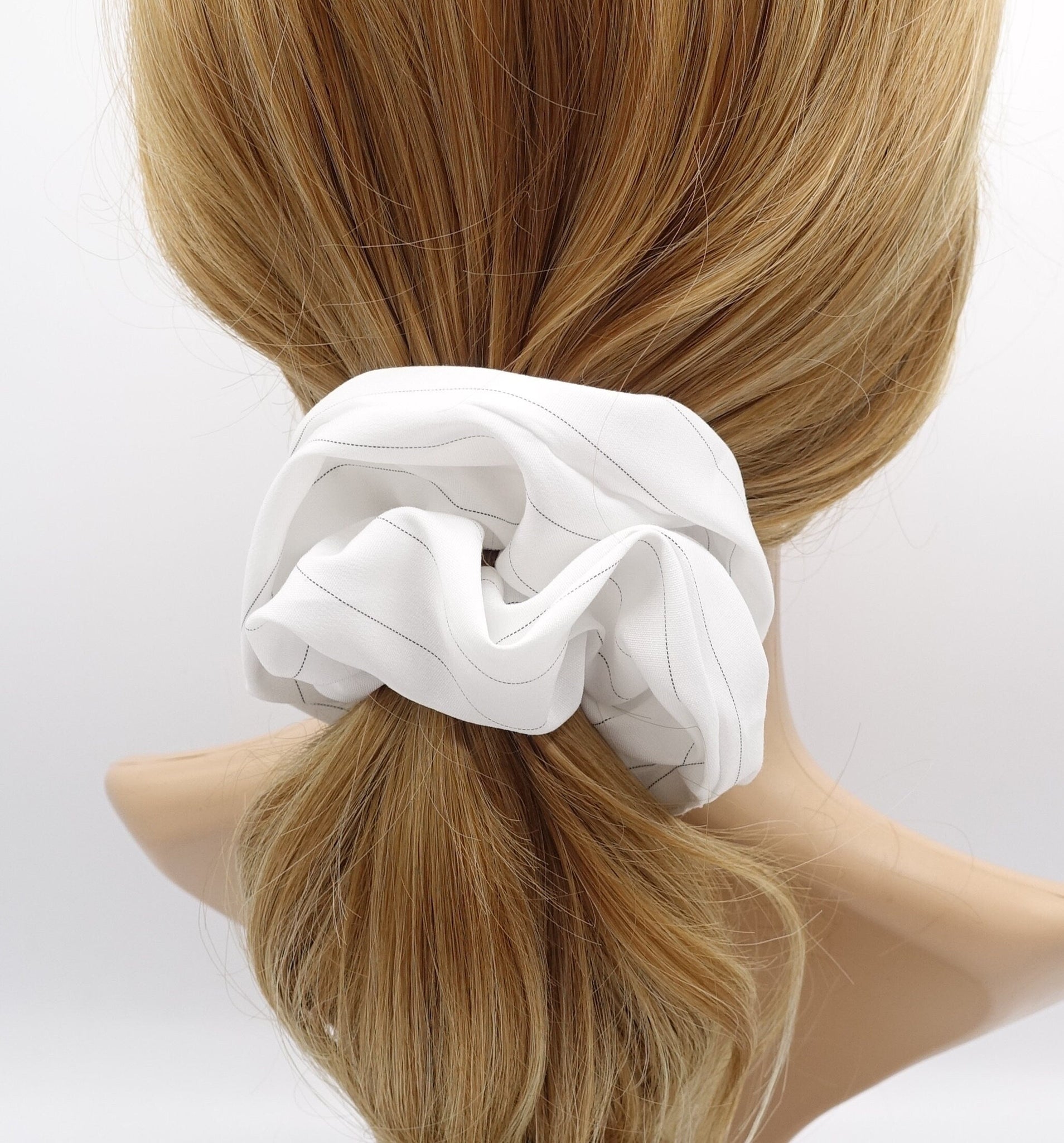 veryshine.com Scrunchies White stripe scrunchies, office scrunchies for women