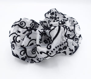 veryshine.com Scrunchies White velvet patterned scrunchies, organza scrunchies for women