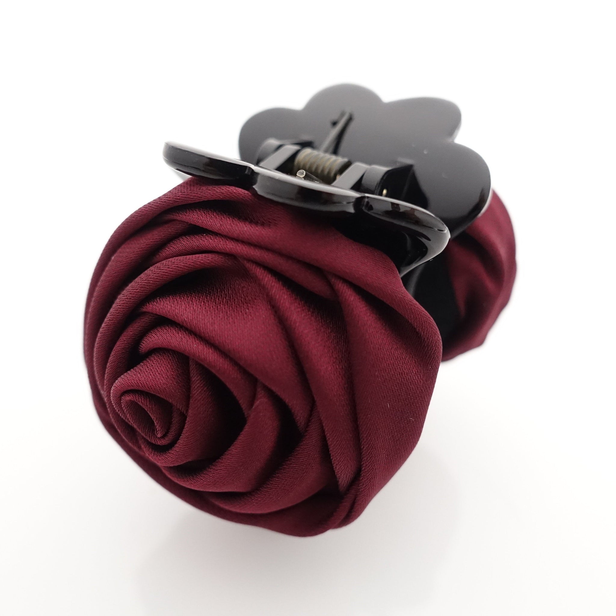 VeryShine Hair Claw Burgundy Satin Mini Rose Hair Clamp Women Flower Hair Accessory ponytail Claw Clip