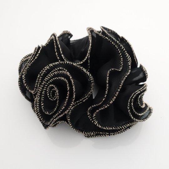 Chiffon Flower Glittering Fiber Edge Trim  Elastic Ponytail Holder Scrunchies.