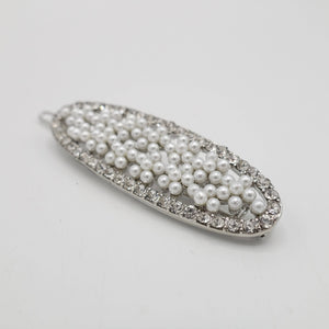 VeryShine Accessories Silver oval pearl hair clip