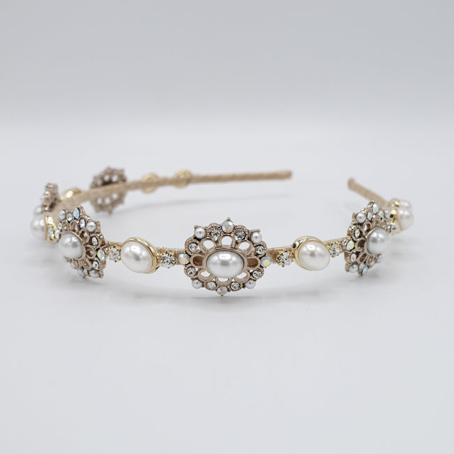 VeryShine classic pearl rhinestone headband baroque pattern antique hair accessory for women