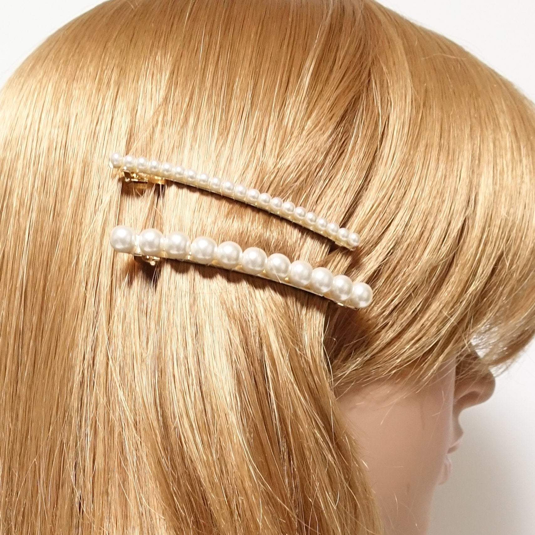 2Pcs Pearl Hair Clips Large Hair Pins Barrette Ties for Women Girl