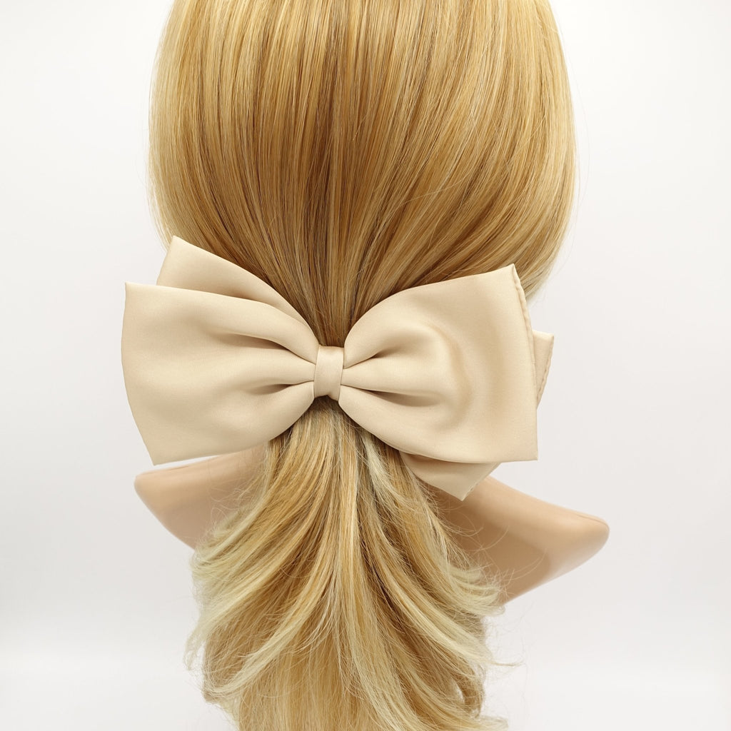 VeryShine claw/banana/barrette Beige satin padded hair bow