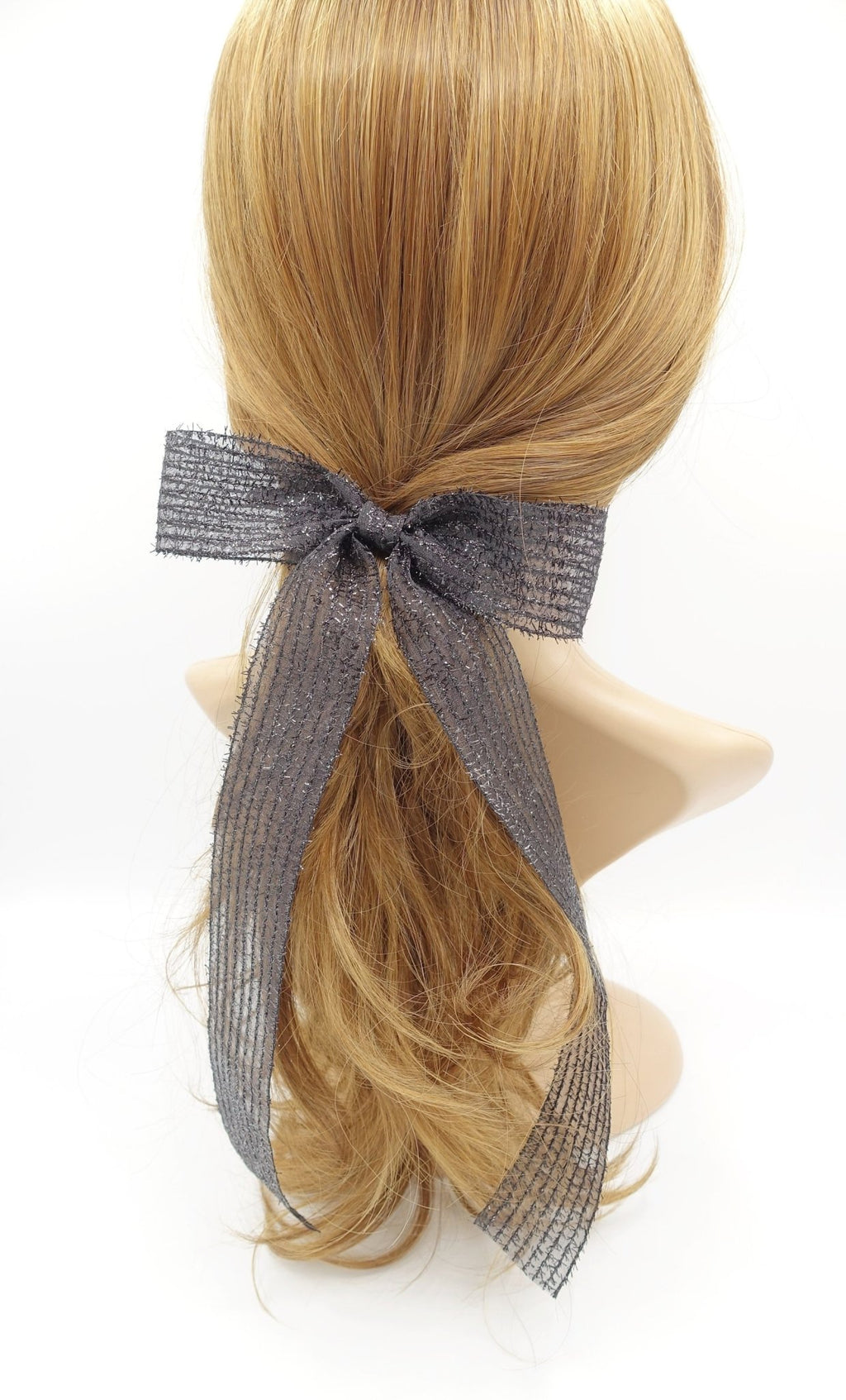 VeryShine claw/banana/barrette Black long tail translucent hair bow stripe women hair accessory