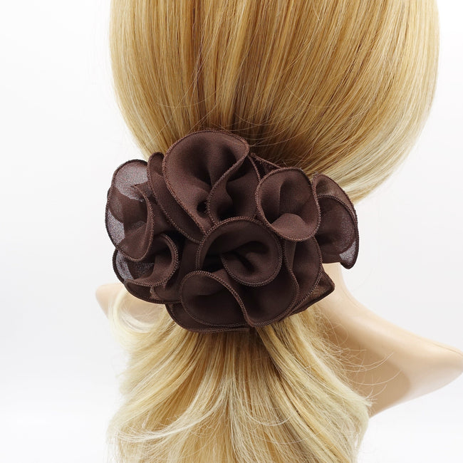 VeryShine claw/banana/barrette Brown chiffon ruffle edge flower hair barrette for women