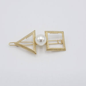 VeryShine claw/banana/barrette Gold triangle square hair clip pearl hair accessory for women