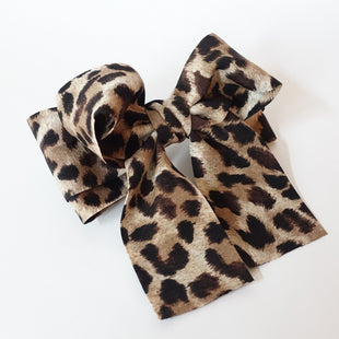 Leopard Print Long Tail Bow French Hair Barrette Women Hair Accessories.