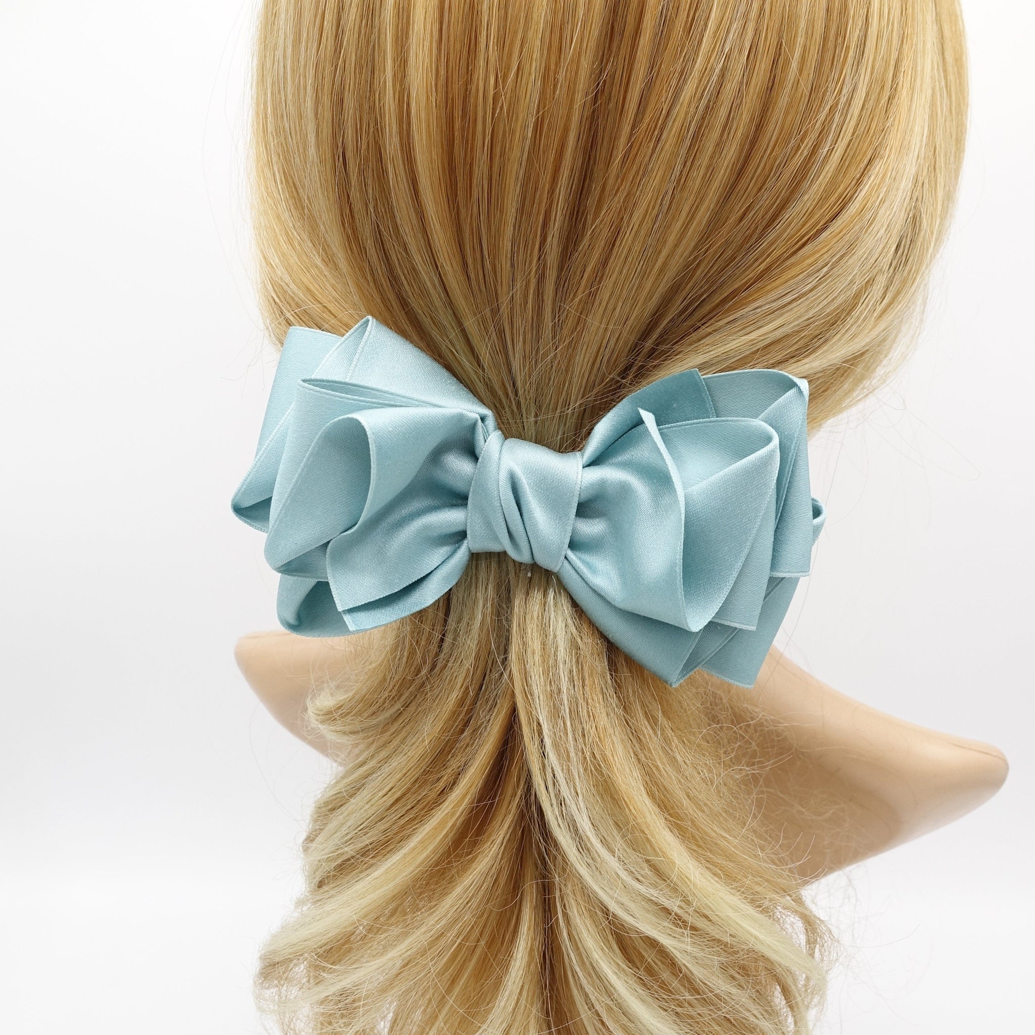 VeryShine claw/banana/barrette Mint VeryShine folded and layered hair bow normal size hair accessory for women
