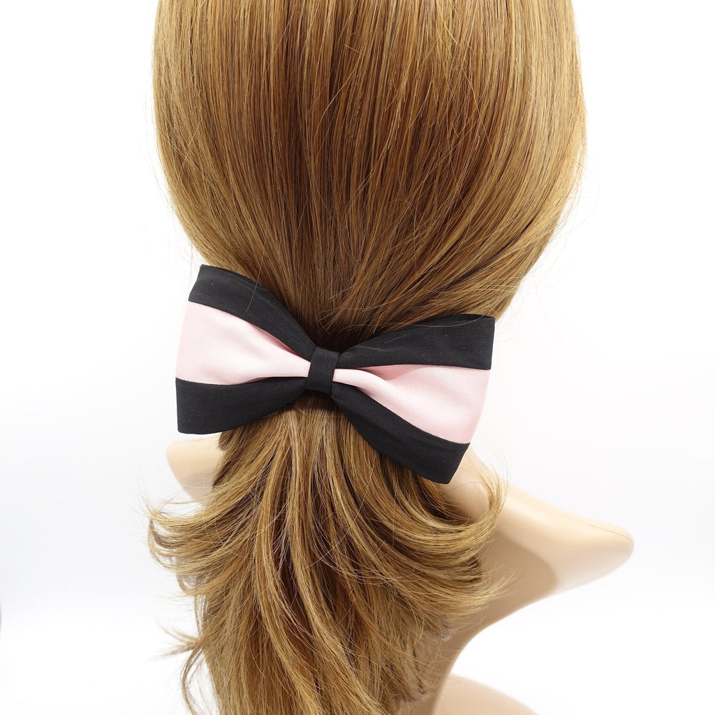 VeryShine claw/banana/barrette Pink two tone satin hair bow