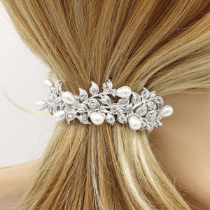 Floral Rhinestones Barrette - Bridal Headpiece, Hair Accessories