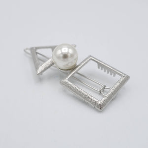 VeryShine claw/banana/barrette Silver triangle square hair clip pearl hair accessory for women