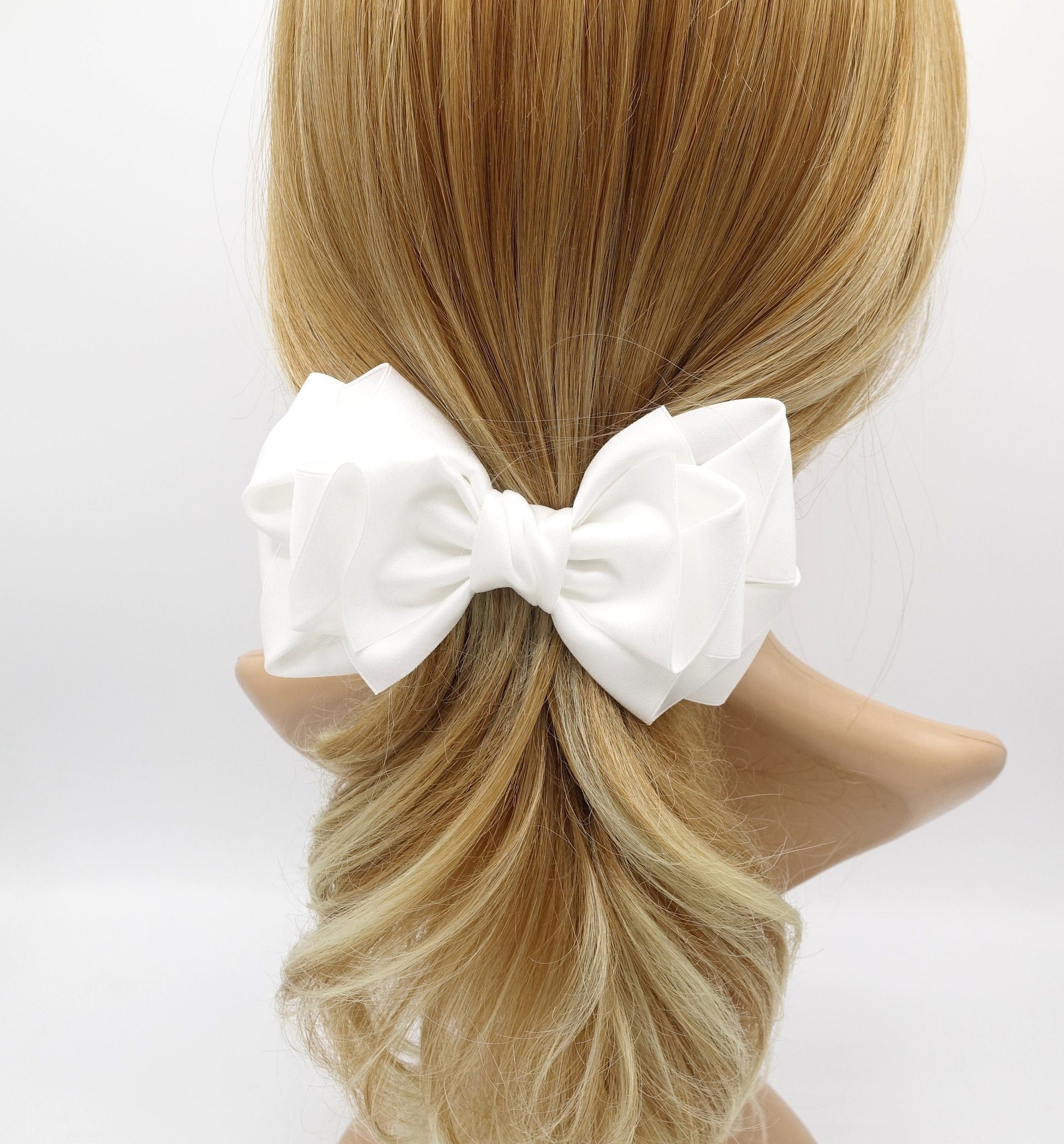 VeryShine claw/banana/barrette White VeryShine folded and layered hair bow normal size hair accessory for women