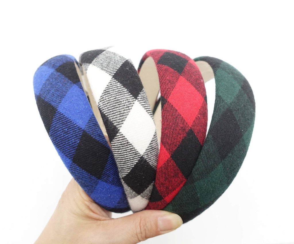 veryshine.com Accessories lightly padded woolen argyle check headband headband women hairband Fall Winter hair accessory