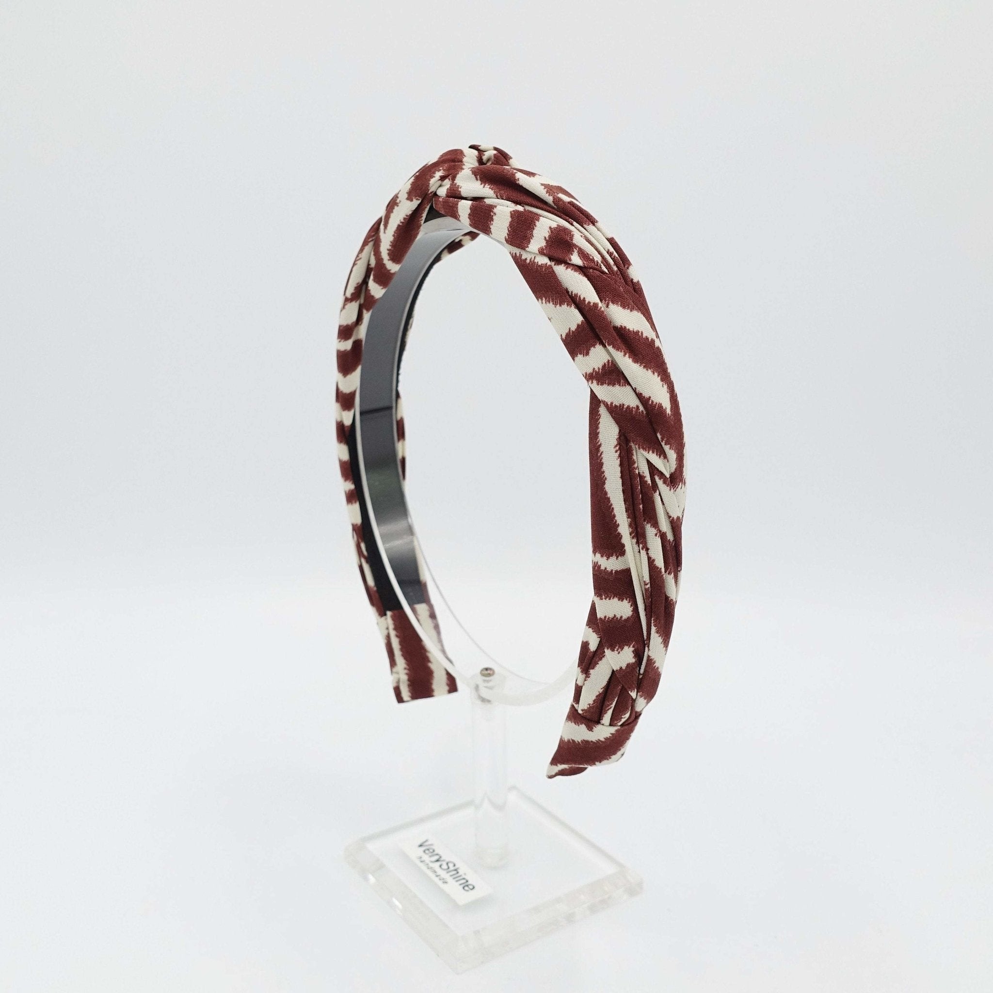 veryshine.com Accessories zebra print 2 strand crossed round braided headband for women