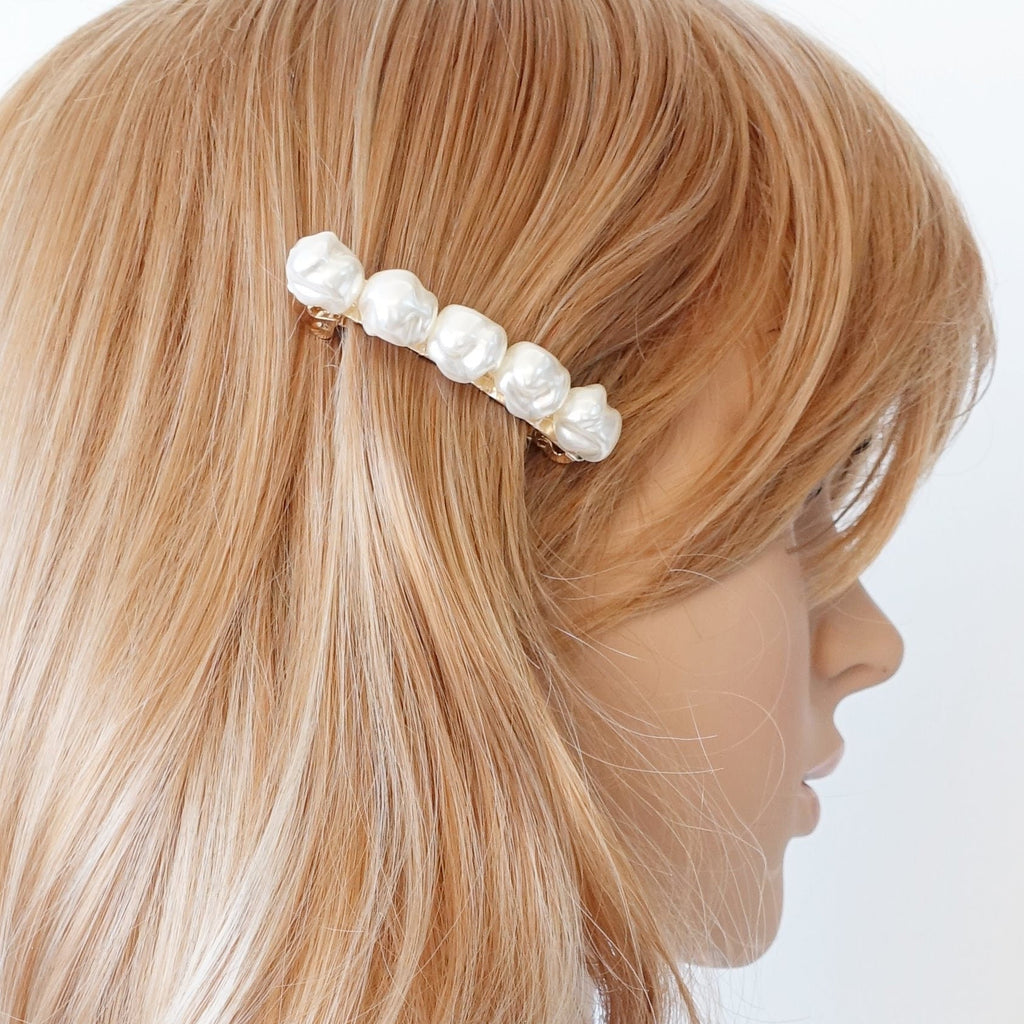 veryshine.com Barrette (Bow) 2.36 irregular pearl embellished french hair barrette women hair accessories