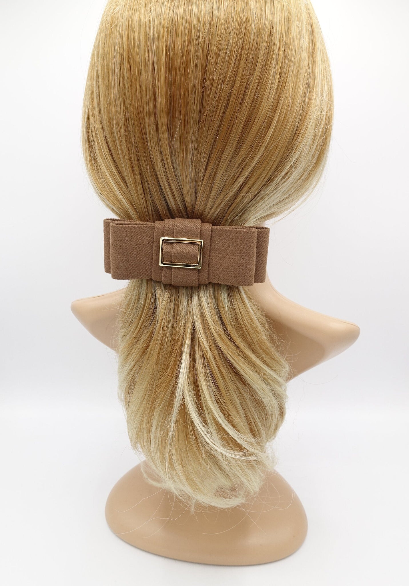 veryshine.com Barrette (Bow) Beige brown flat hair bow, woolen hair bow, hair bow shop for women