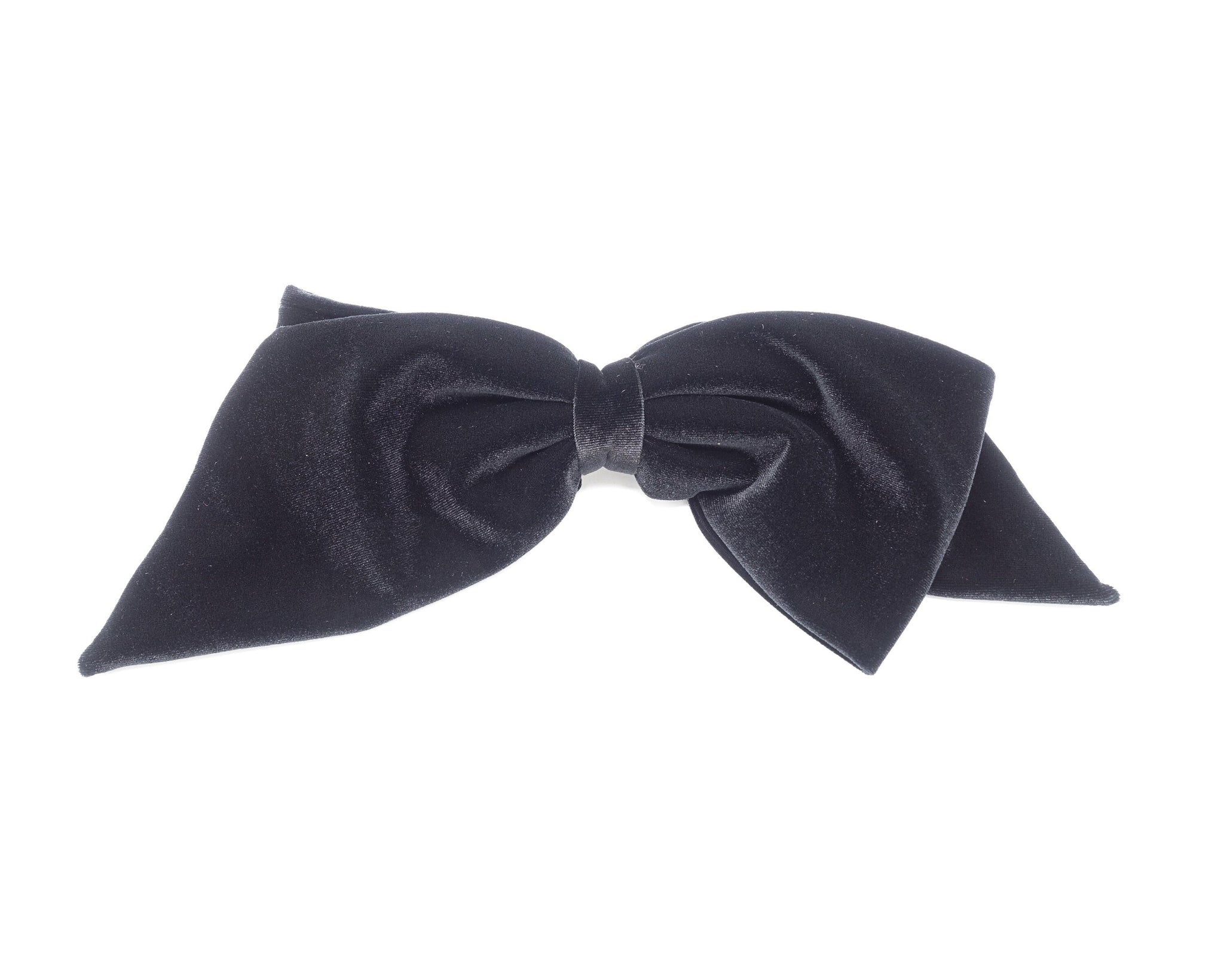 Velvet black simple wide bow hair ties Women droopy hair bow hair elas –