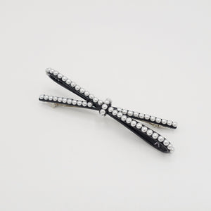 veryshine.com Barrette (Bow) Black pearl embellished cellulose acetate hair barrette for women