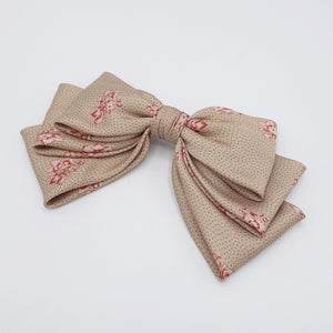 veryshine.com Barrette (Bow) Gold beige floral satin hair bow