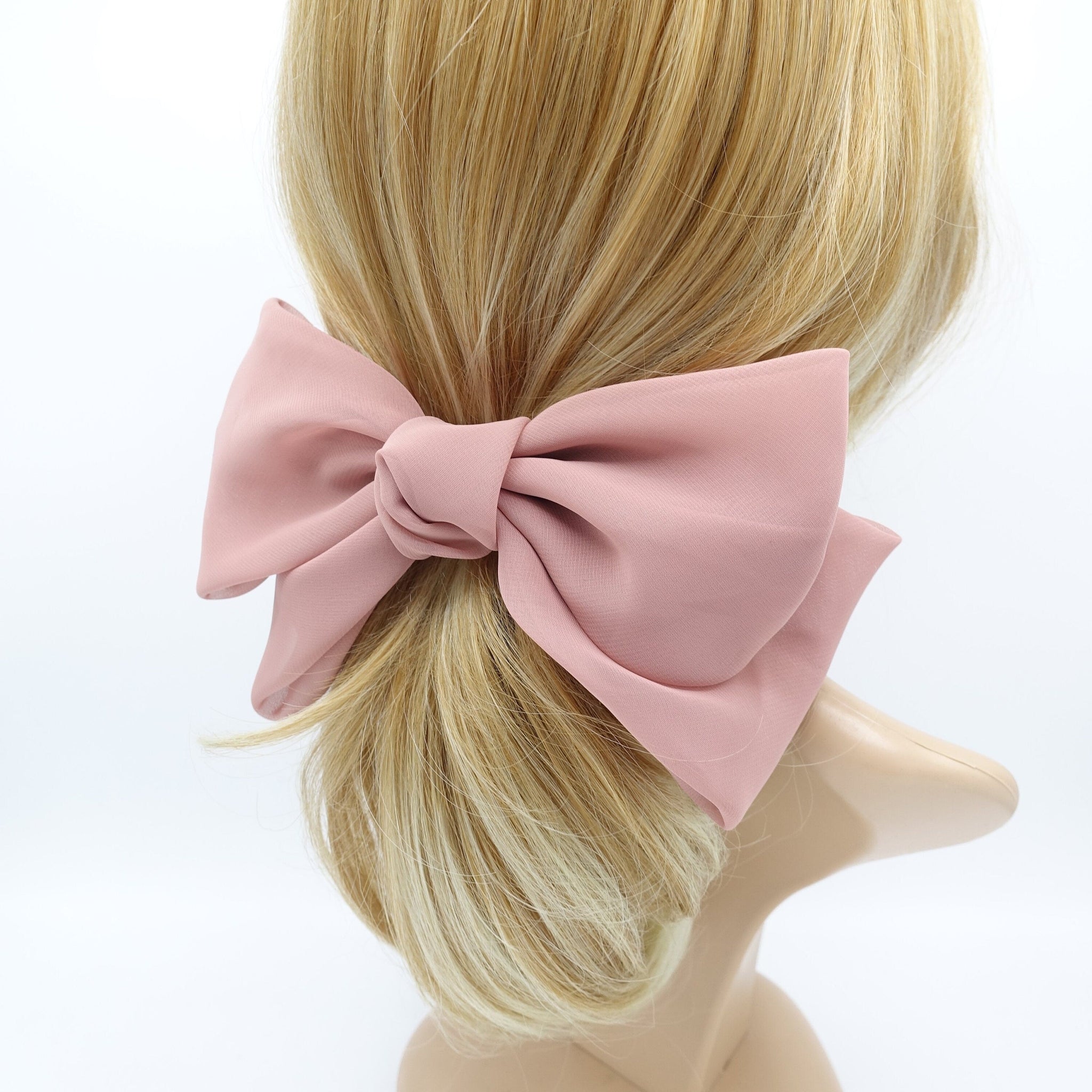 veryshine.com Barrette (Bow) Mauve sheer chiffon big bow hair barrette women hair accessory