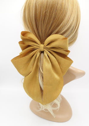 veryshine.com Barrette (Bow) multiple layered tail hair bow crinkled fabric pleated bow hair accessory for women