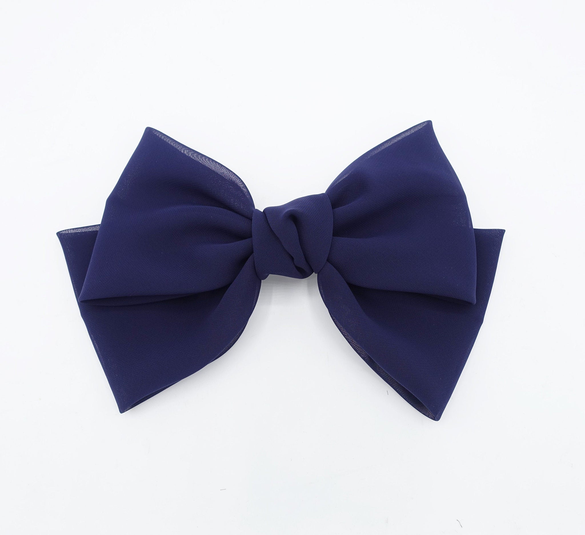 veryshine.com Barrette (Bow) Navy sheer chiffon big bow hair barrette women hair accessory