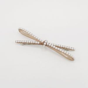 veryshine.com Barrette (Bow) pearl embellished cellulose acetate hair barrette for women