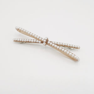 veryshine.com Barrette (Bow) pearl embellished cellulose acetate hair barrette for women