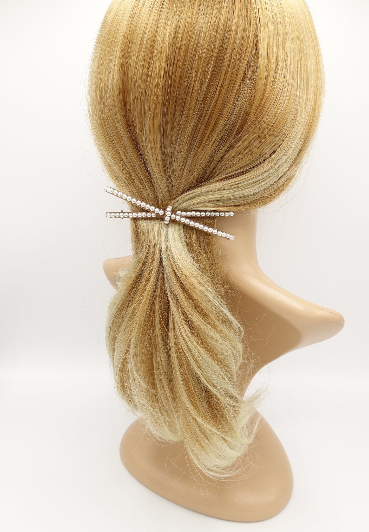 veryshine.com Barrette (Bow) pearl embellished cellulose acetate hair barrette for women