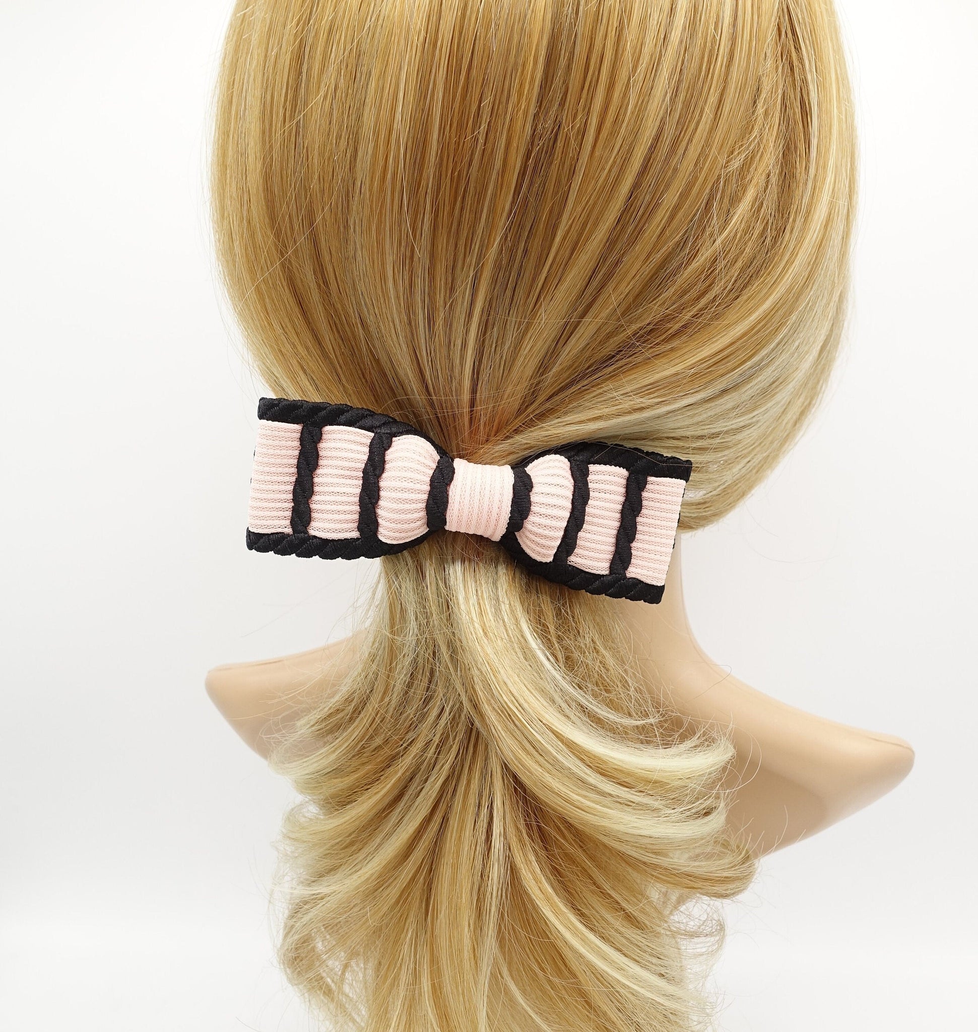 veryshine.com Barrette (Bow) pleated fabric hair bow twisted edge fabric trim hair bow women hair accessory