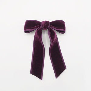 veryshine.com Barrette (Bow) Purple wine satin edge velvet hair bow in purple wine   VS-202103