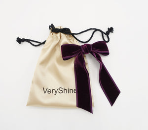 veryshine.com Barrette (Bow) Purple wine satin edge velvet hair bow in purple wine   VS-202103