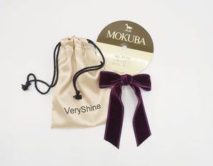 veryshine.com Barrette (Bow) Purple wine satin edge velvet hair bow in purple wine   VS-202103