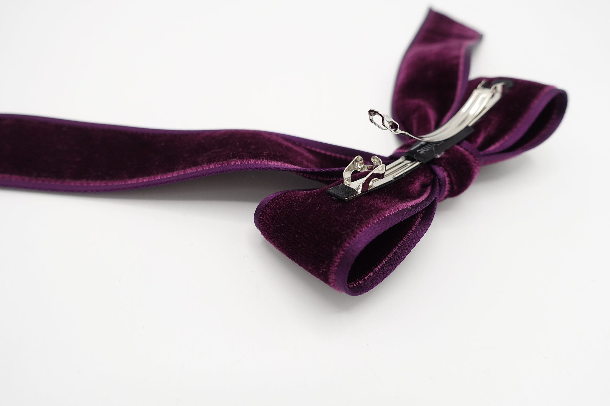 veryshine.com Barrette (Bow) Purple wine satin edge velvet hair bow in purple wine   VS-202103