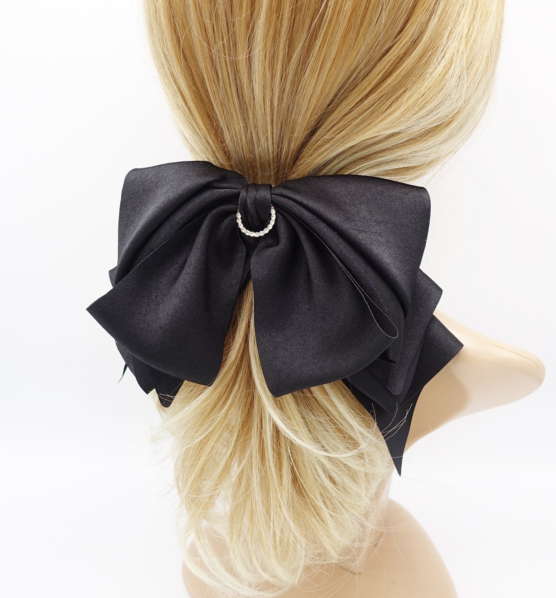 veryshine.com Barrette (Bow) satin hair bow, layered hair bow, rhinestone hair bow for women
