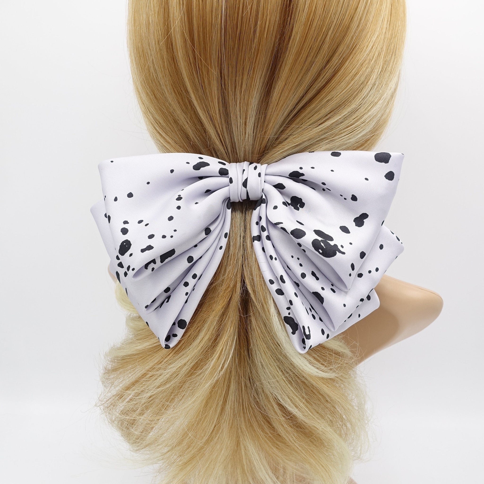 veryshine.com Barrette (Bow) satin ink dot pattern hair bow