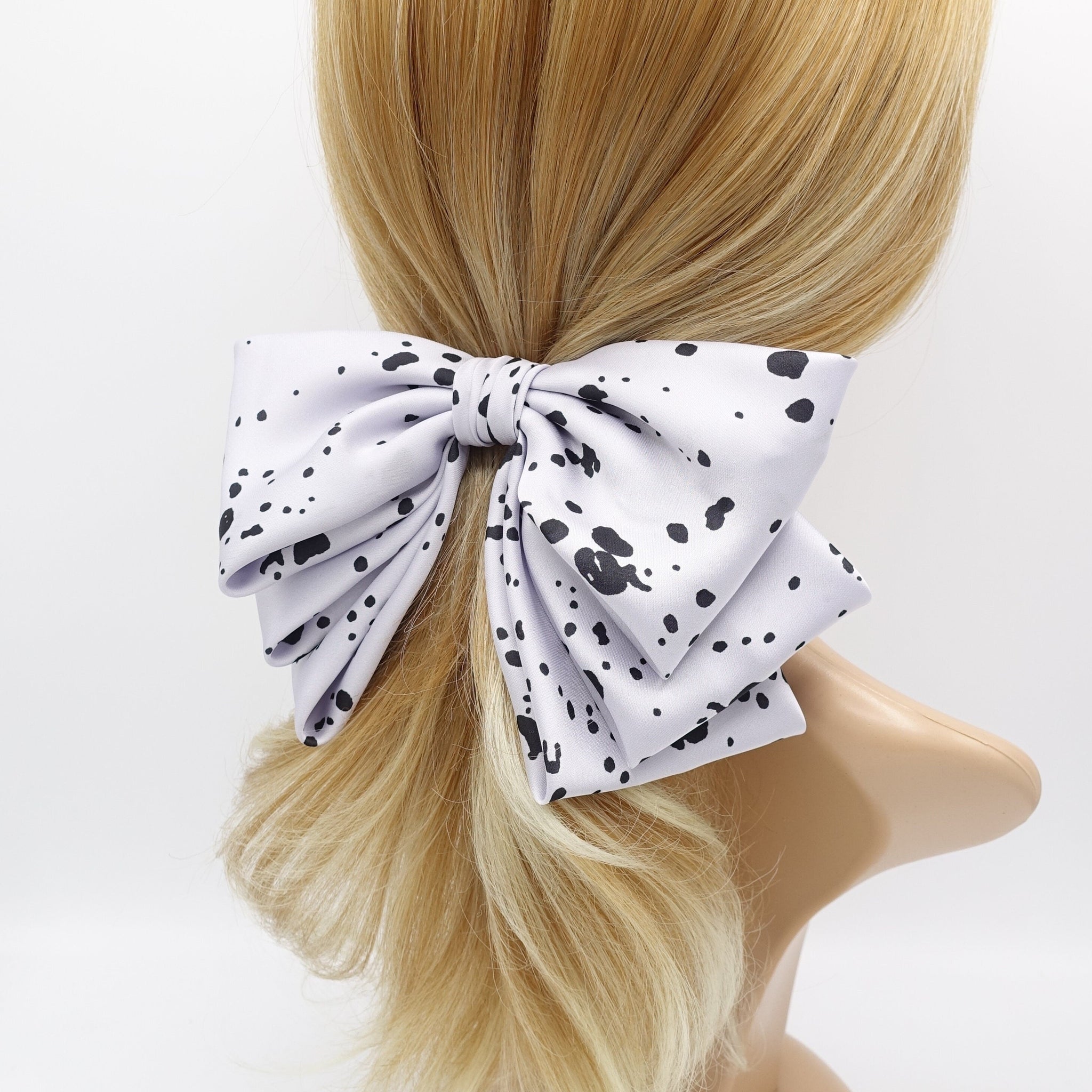 veryshine.com Barrette (Bow) satin ink dot pattern hair bow