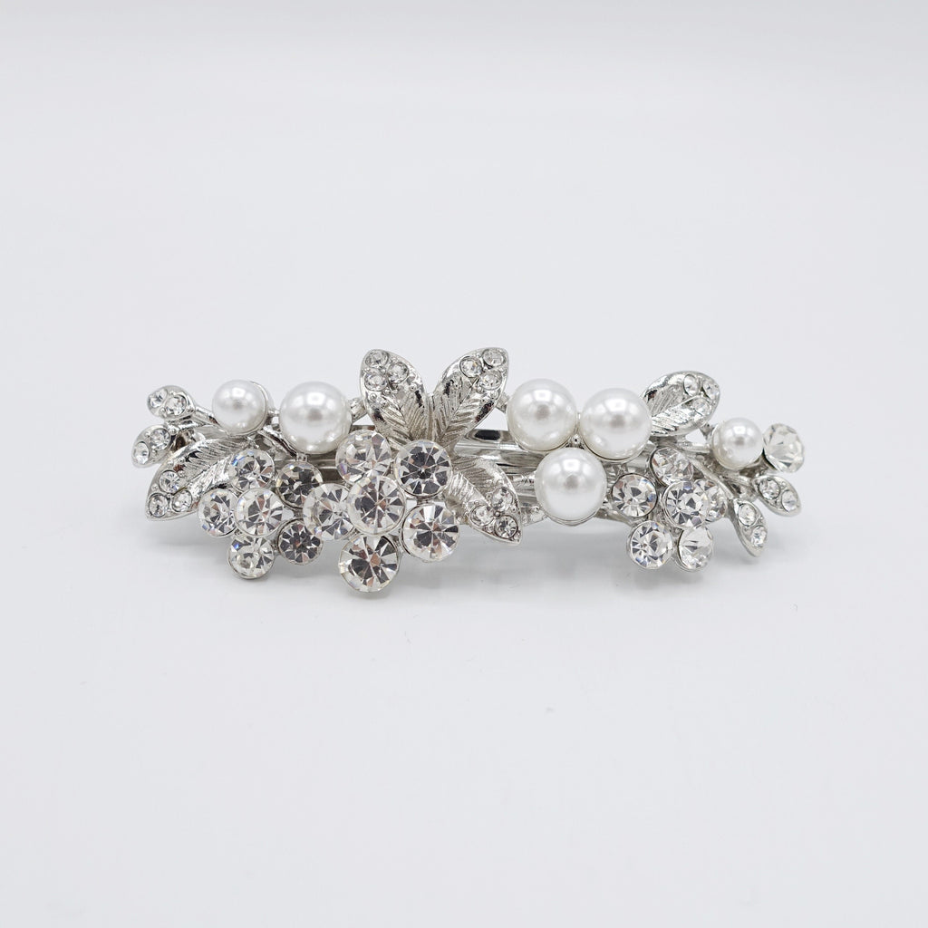 veryshine.com Barrette (Bow) Silver bridal branch hair barrette rhinestone pearl hair accessory for women