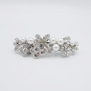 veryshine.com Barrette (Bow) Silver bridal branch hair barrette rhinestone pearl hair accessory for women