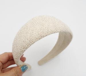 veryshine.com Beige linen padded headband wide hairband for women