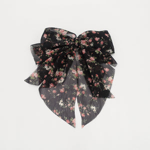 veryshine.com Black crinkled chiffon floral hair bow for women