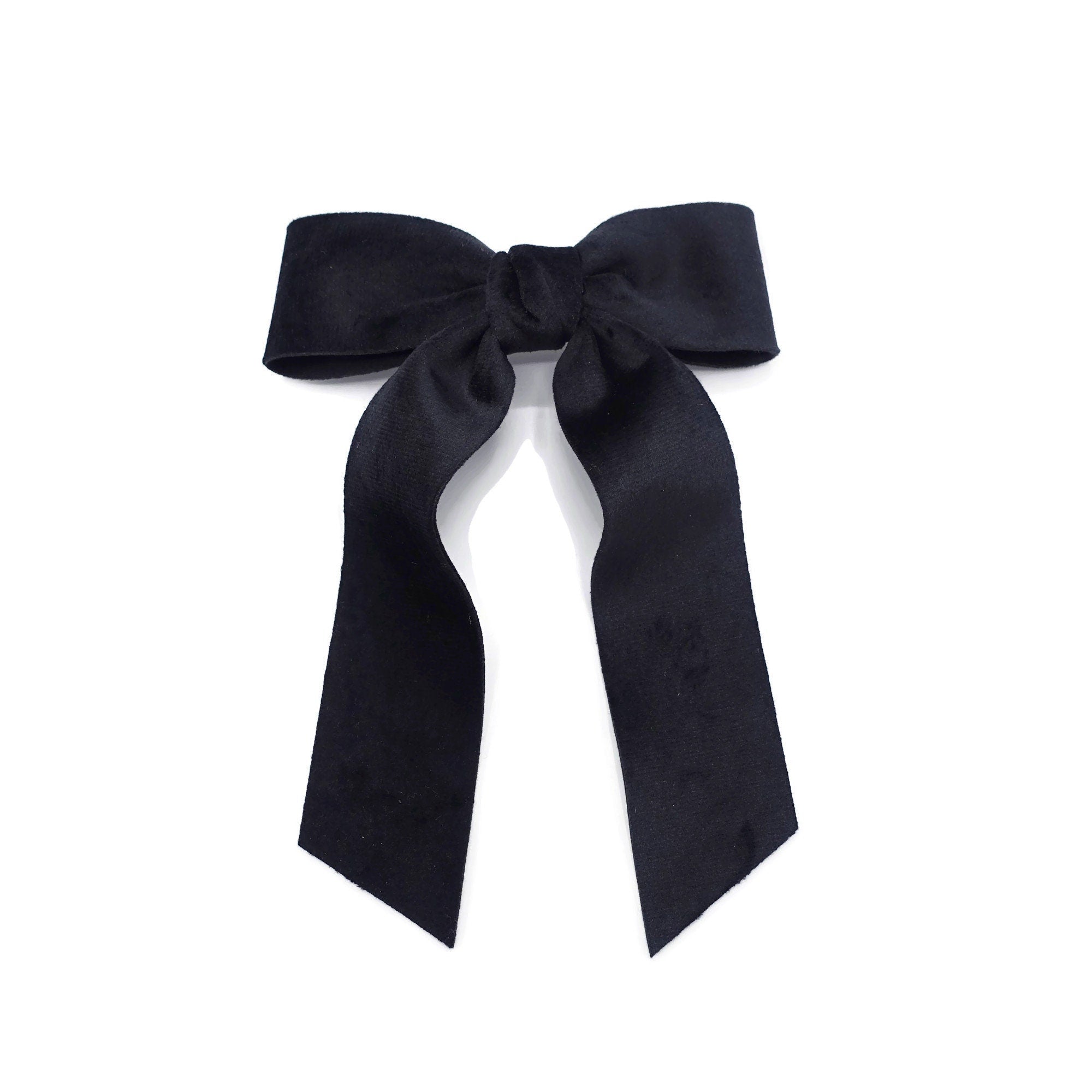 Velvet black simple wide bow hair ties Women droopy hair bow hair elas –