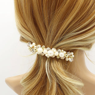 veryshine.com Bridal acc. pearl rhinestone beaded hair barrette ornament embellished french barrette women  hair accessory