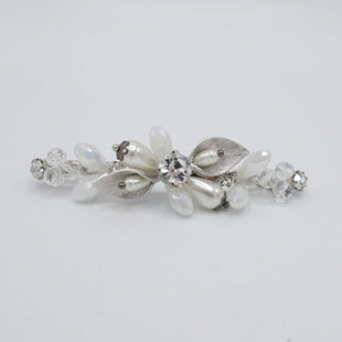 veryshine.com Bridal acc. Silver pearl crystal branch jeweled hair barrette