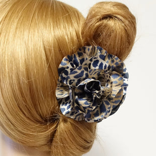 Handmade Tiger Rose Fabric Twin Flower  Hair Jaw Claw Clip Accessories.