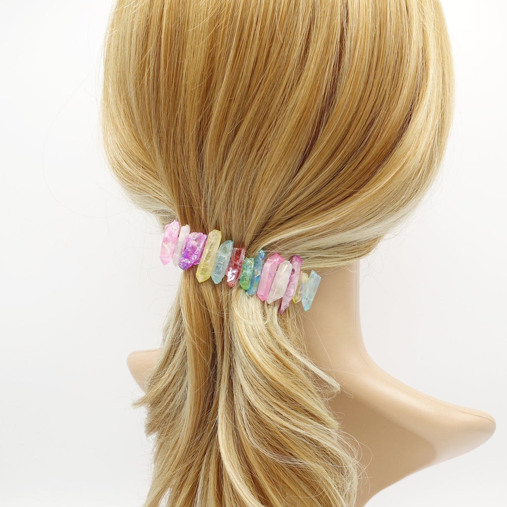 veryshine.com crystal stone hair barrette quartz dyed natural hair accessory for women