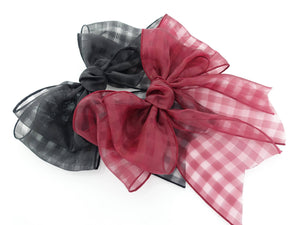 veryshine.com Fine Mesh organdy Solid Check Big Bow French Hair Barrette for Women